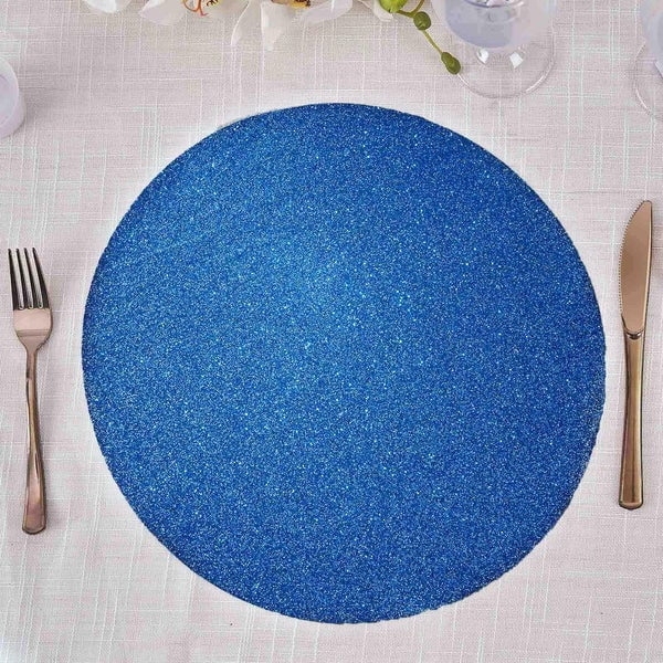 Round Placemat Glitter Faux Leather 13 Inch Festive Tablescape