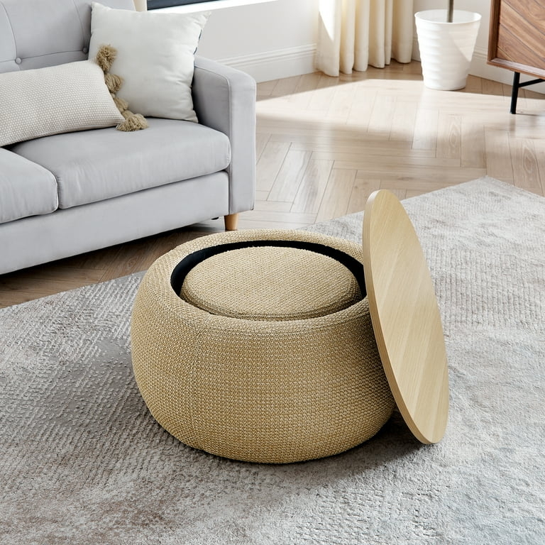 Round Storage Ottoman, Nested Seat and Dual Function Top