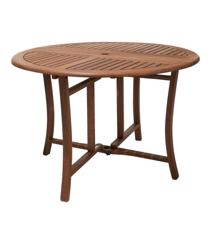 Round Table with Quadrant Slat Design and Umbrella Hole