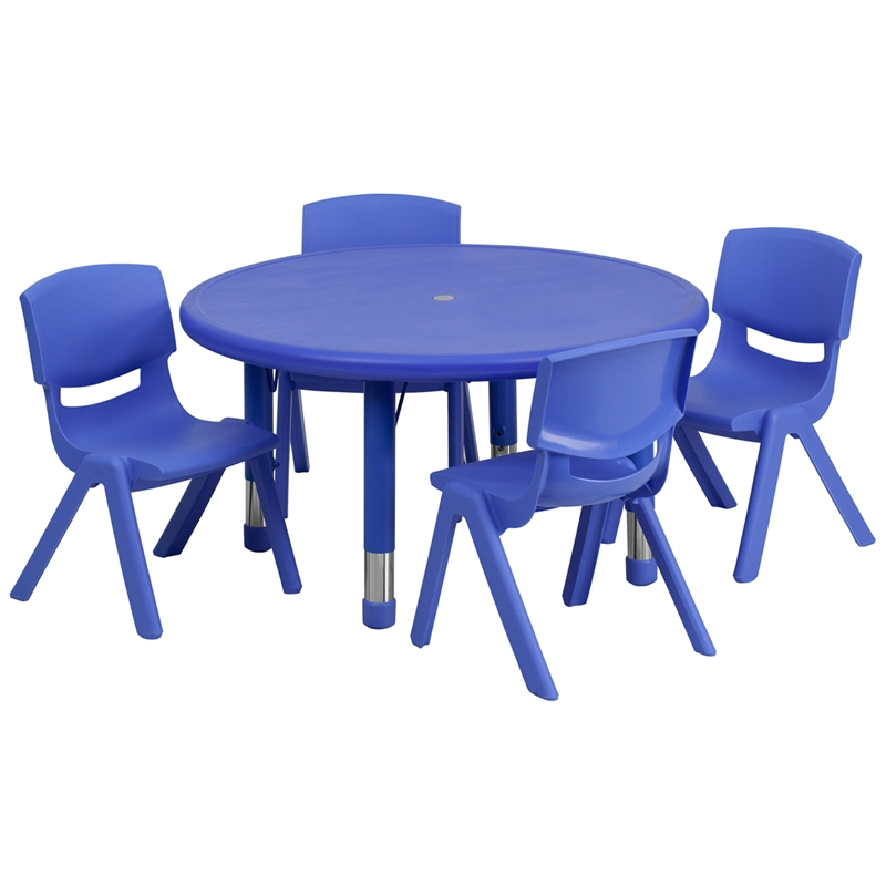 Royal Blue Activity Table Set with Telescopic Height Adjustable Legs
