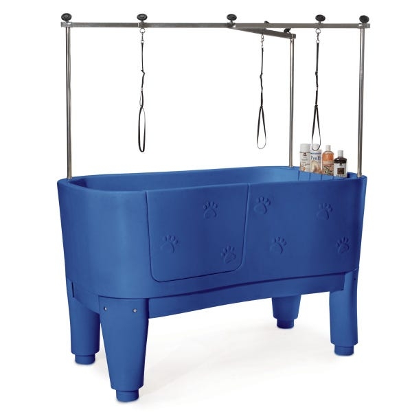 Royal Blue Polypropylene Grooming Tub with Paw Prints