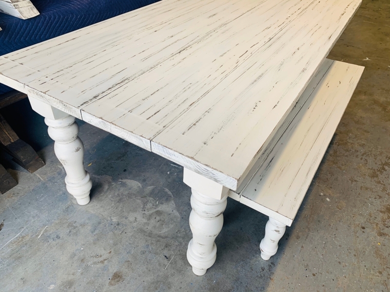 Rustic Farmhouse Set: Turned Legs, Breadboard Ends, Planked Top.