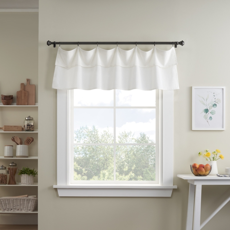 Rustic Farmhouse Tiered Drop Cloth Valance with Tab Tops