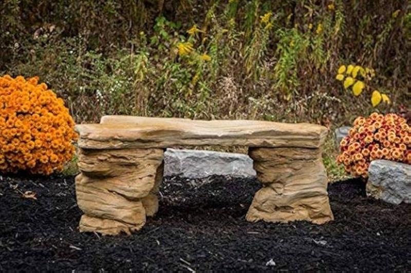 Rustic Garden Bench with Realistic Petrified Wood Look