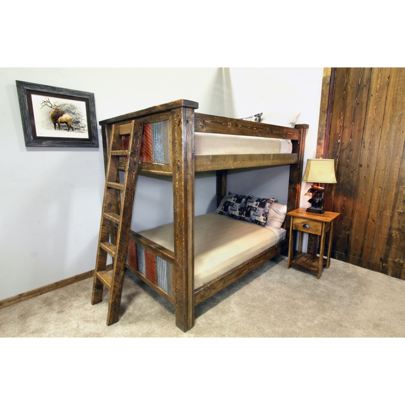 Rustic Industrial Bunk Bed featuring Corrugated Metal Panels