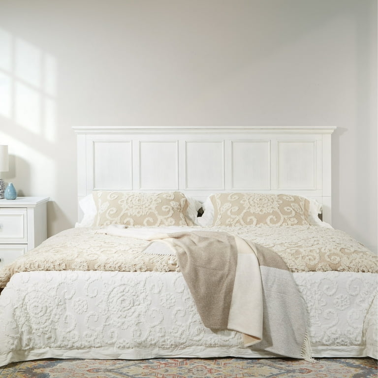 Rustic King Headboard with Five Recessed Panels and Molding