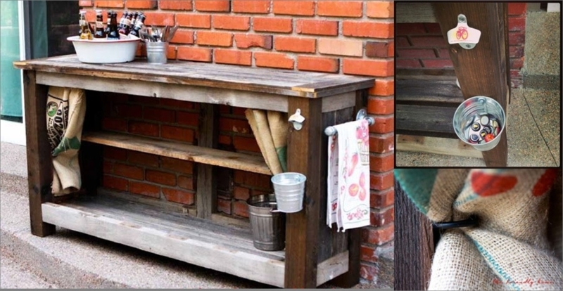 Rustic Patio Serving Station with Bottle Opener Attachment