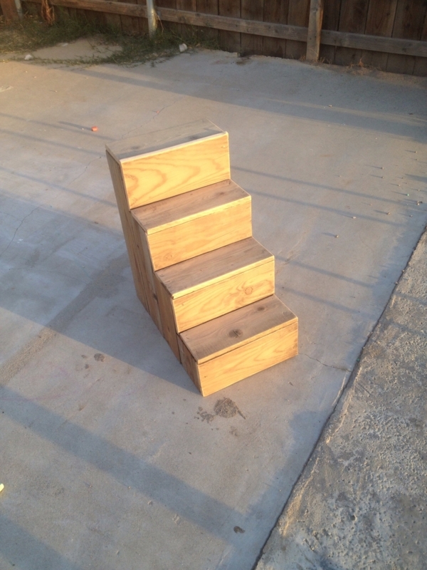 Rustic Pet Stairs Scrap Wood Construction Natural Grain