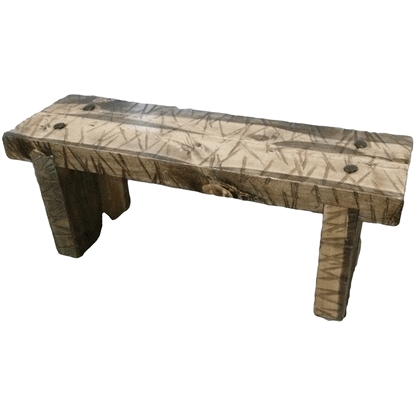 Rustic Timber Bench Hand Hewn Texture Reclaimed Wood Lodge Seating