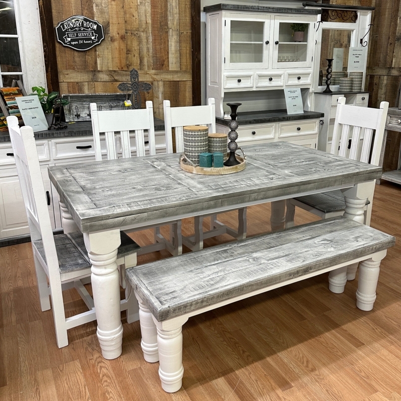 Rustic White Kitchen Table Set With Bench Farmhouse Kitchen Table White  Bench Dining Table Set Rustic