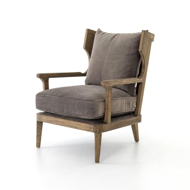 Rustic Wingback Accent Chair with Exposed Oak Frame