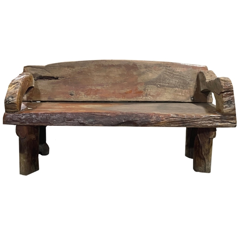 Rustic Wooden Bench with Backrest | Handcrafted Reclaimed Wood  Art By God