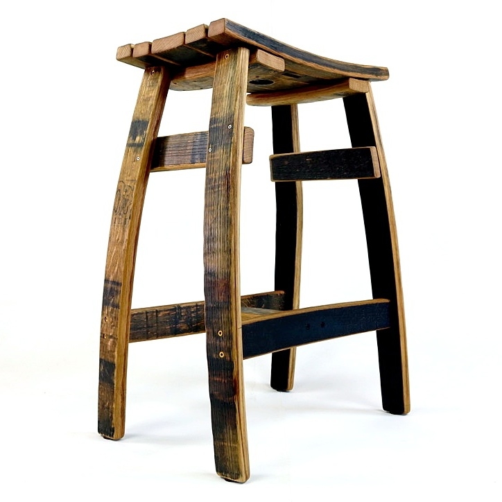 Saddle Bar Stool Contoured Seat Charred Accents Rustic Industrial