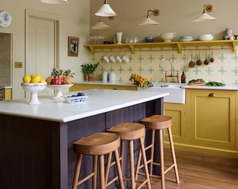Saddle Stool Wood Toned Backless Shaker Legs