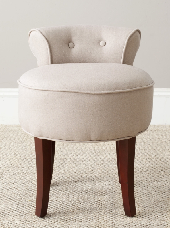 Safavieh Georgia Vanity Stool Taupe and Cherry Mahogany  Incredible Rugs  and Decor