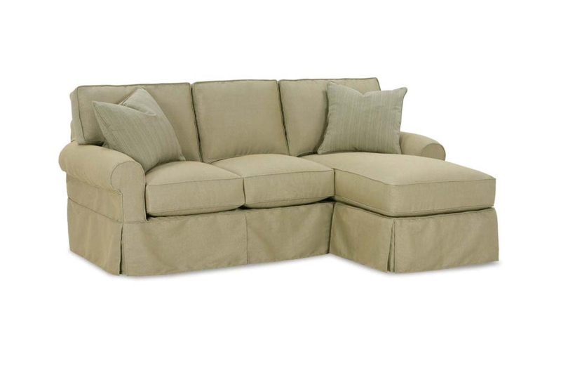 Sage Green Slipcovered Sleeper Sectional with Rolled Arms