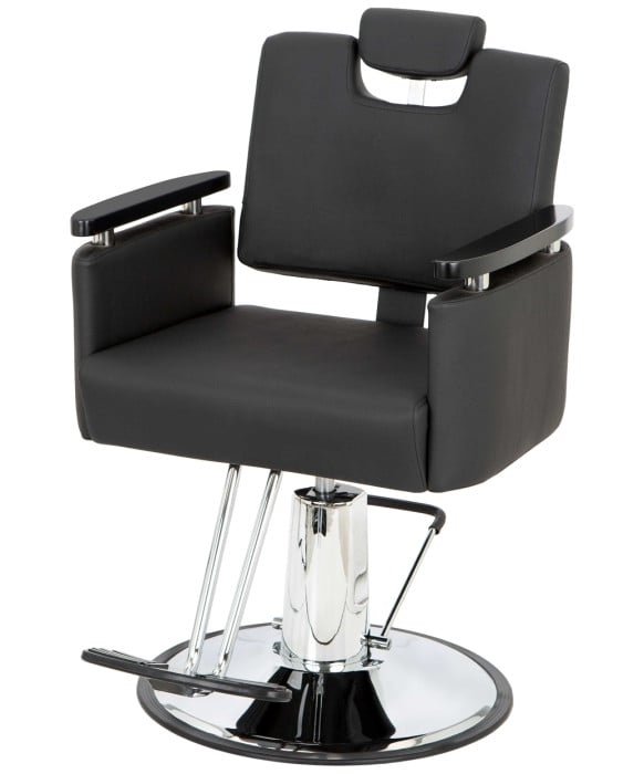 Salon Chair Adjustable Headrest Open Back Polished Chrome Base Seating
