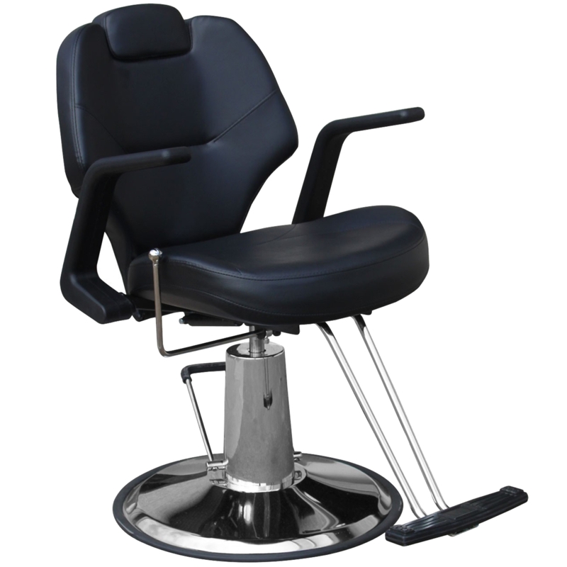 Salon Chair Contoured Back Integrated Headrest Polished Chrome Utility