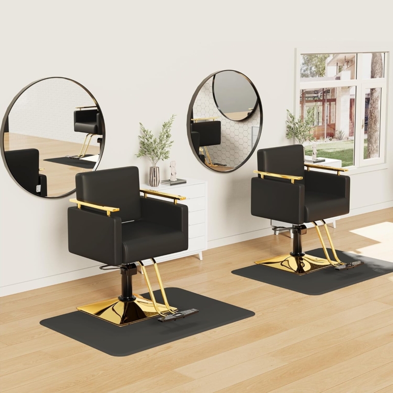 Salon Chair Square Silhouette Polished Gold Stainless Steel Styling