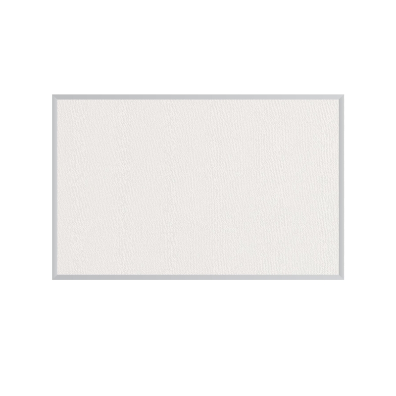 Satin Aluminum Framed Bulletin Board, White Fabric Surface, Slim Profile.