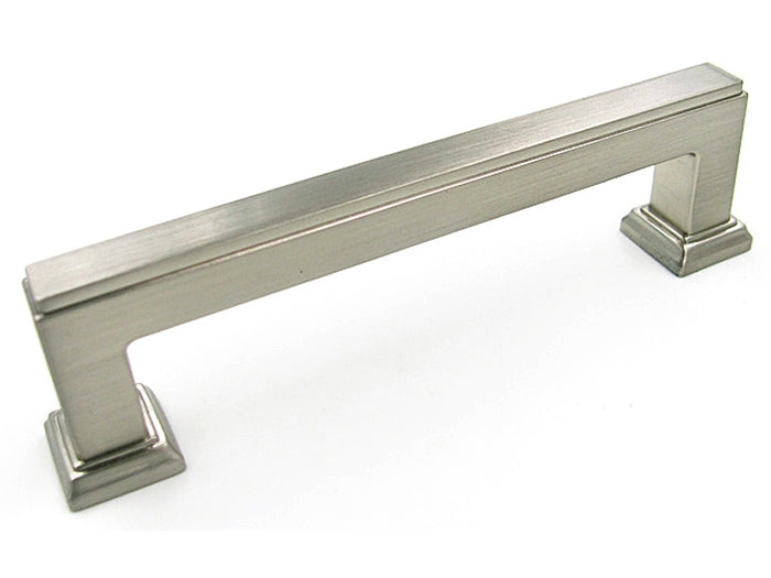 Satin Nickel Cabinet Pull: Stepped Base Square Bar Transitional