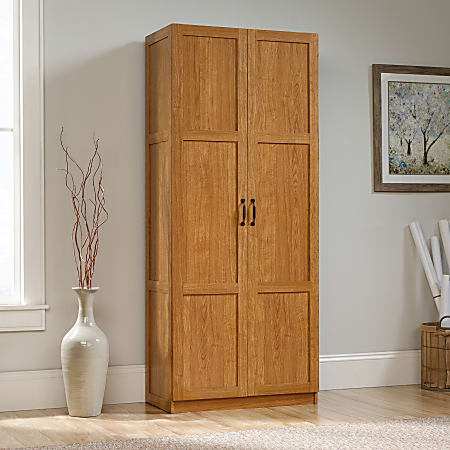 Sauder Select Storage Cabinet, Pantry Cabinet Kitchen Storage with Adjustable Shelves, Bathroom Storage Cabinet, in Highland Oak