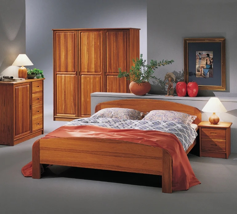 Scandinavian Bedroom Set Arched Headboard Paneled Wardrobe