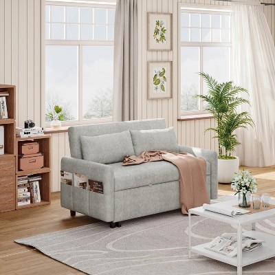 Scandinavian Modern Sleeper Sofa in Heather Grey Fabric