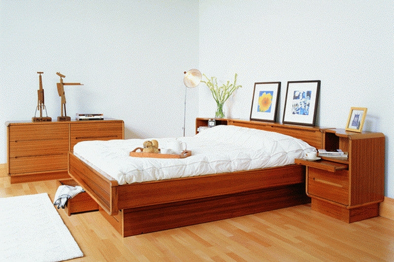 Scandinavian Platform Bed Integrated Pull-out Tray Drawers