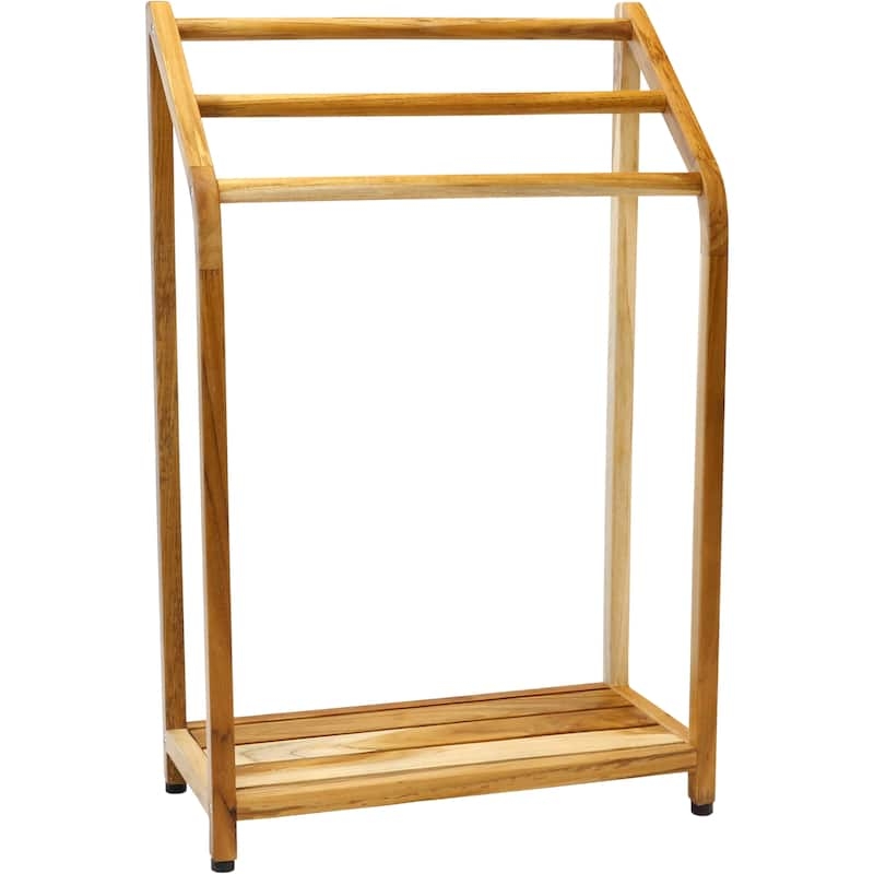 Scandinavian Teak Towel Rack Stand with Three Tiered Bars