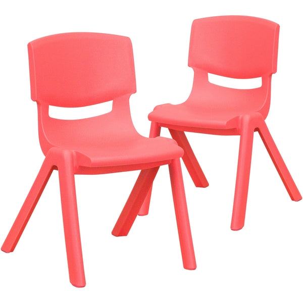 School Chair Red Plastic 12 Inch Height Stackable Preschool Seating
