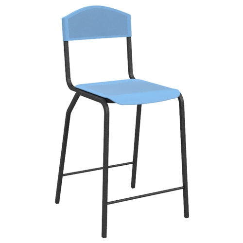 Science Stool High Seat Sky Blue Perforated Backrest Charcoal Frame