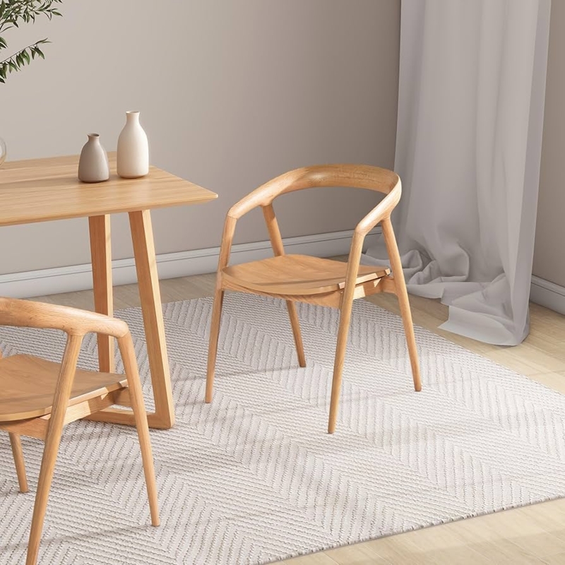 Sculpted Oak Dining Chair with Wrap-Around Arms and Open Back Profile