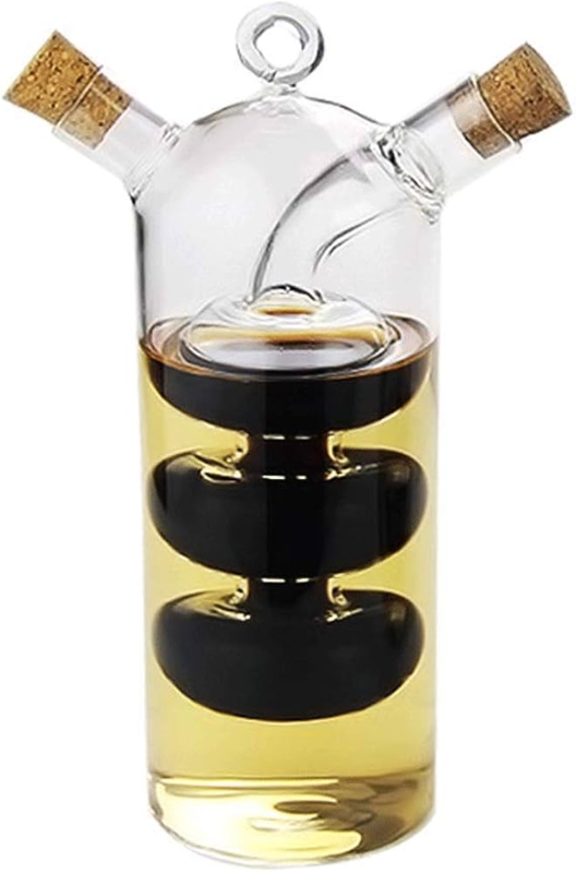 Sculptural Dual Chamber Glass Cruet with Nested Inner Vessel