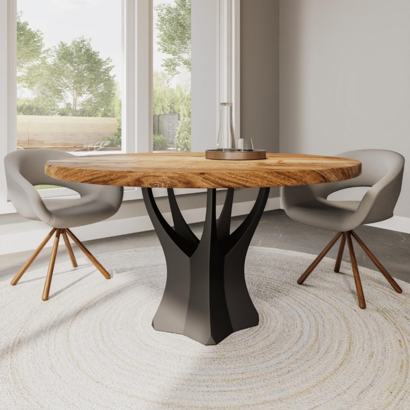 Sculptural Metal Branch Pedestal Table Base Matte Black Organic Modern