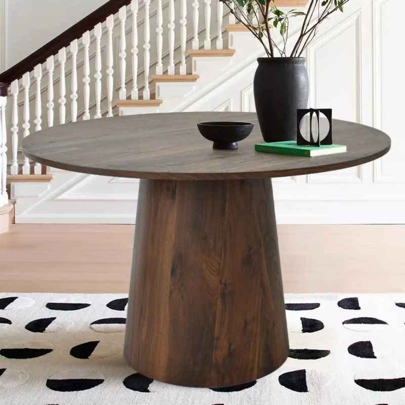 Sculptural Walnut Cone Pedestal Table Mid-Century Modern Minimalist