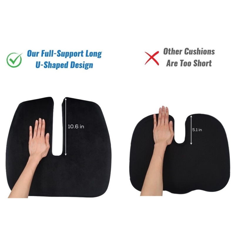 Seat Cushion: Deep U-Shape Cutout, Long Ergonomic Design Tailbone Relief