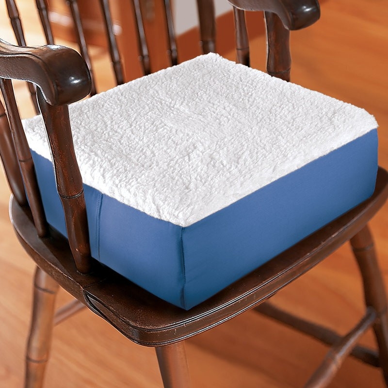 Seat Cushion: High Profile Faux Shearling Top in Navy and White