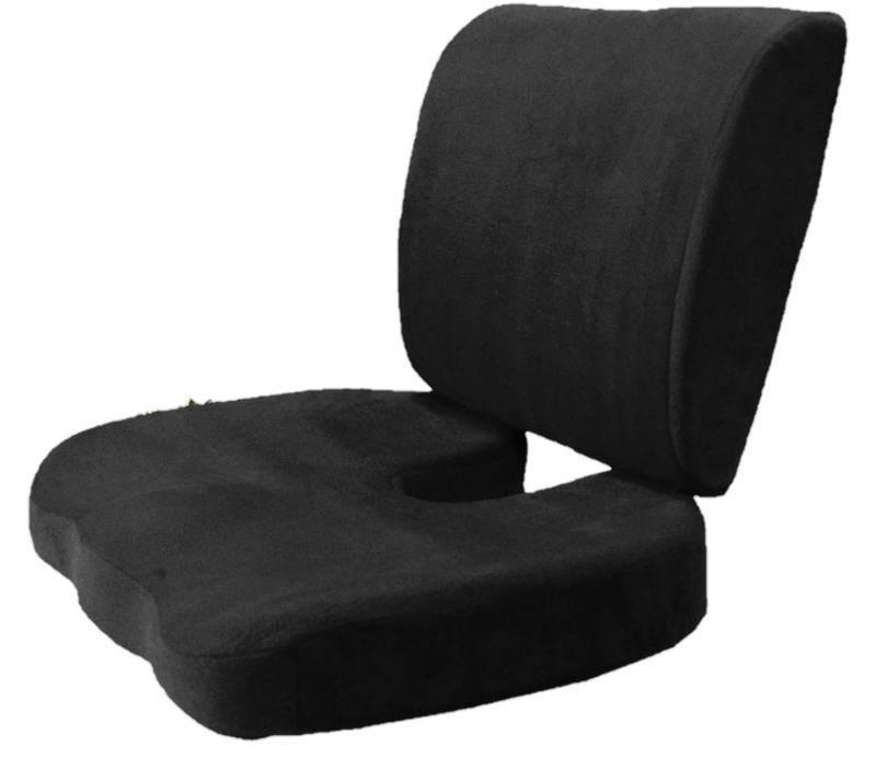 Seat Cushion Set: Matte Black Orthopedic Lumbar Support and Coccyx Pad