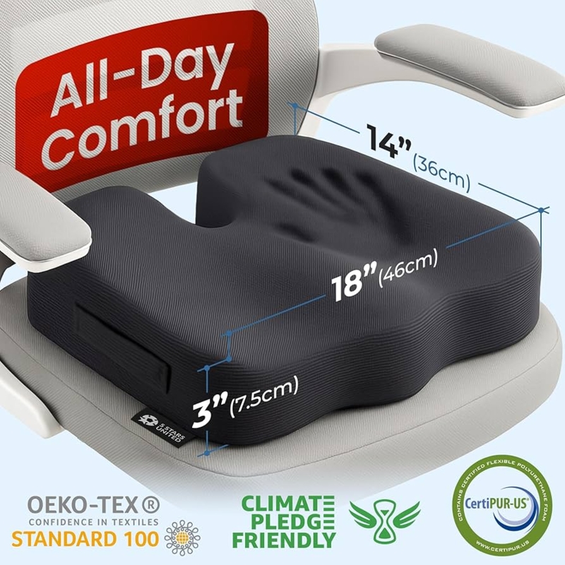 Seat Cushion: Three Inch Profile Memory Foam with Breathable Mesh