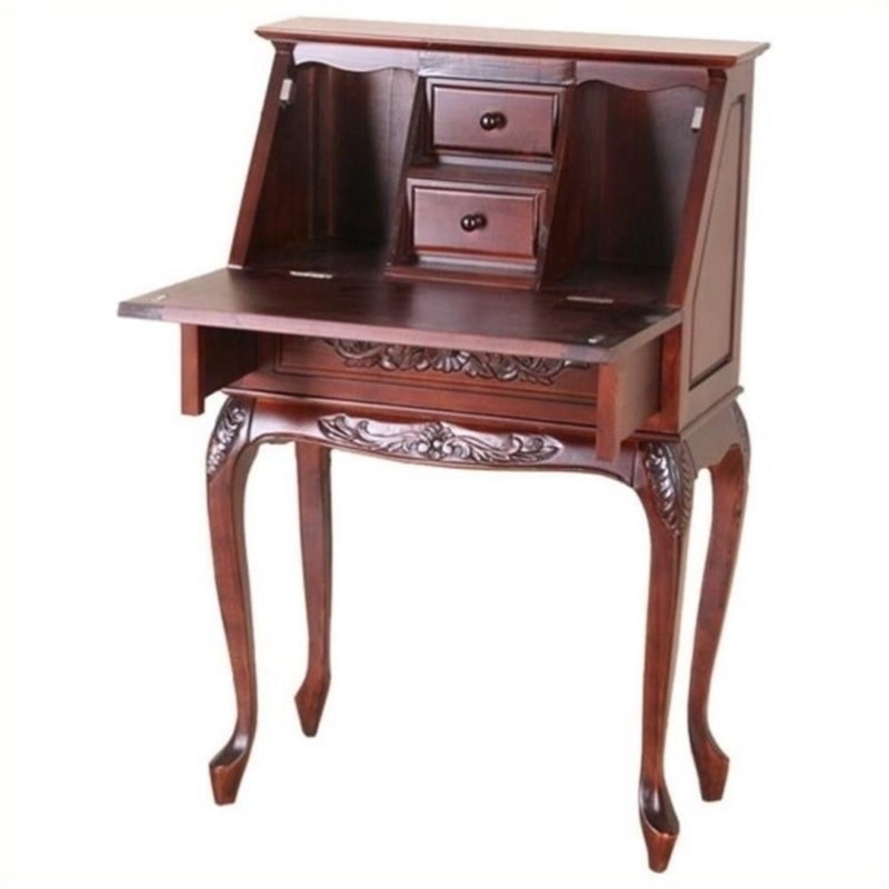 Secretary Desk with Ornate Carvings and Cabriole Legs