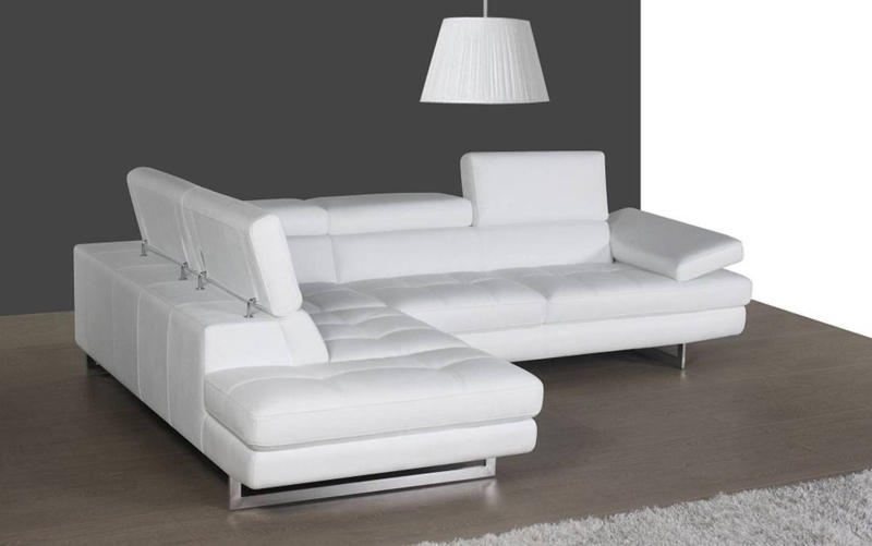 Sectional Sofa: Adjustable Armrests, Tufted Seats, Metal Sled Legs