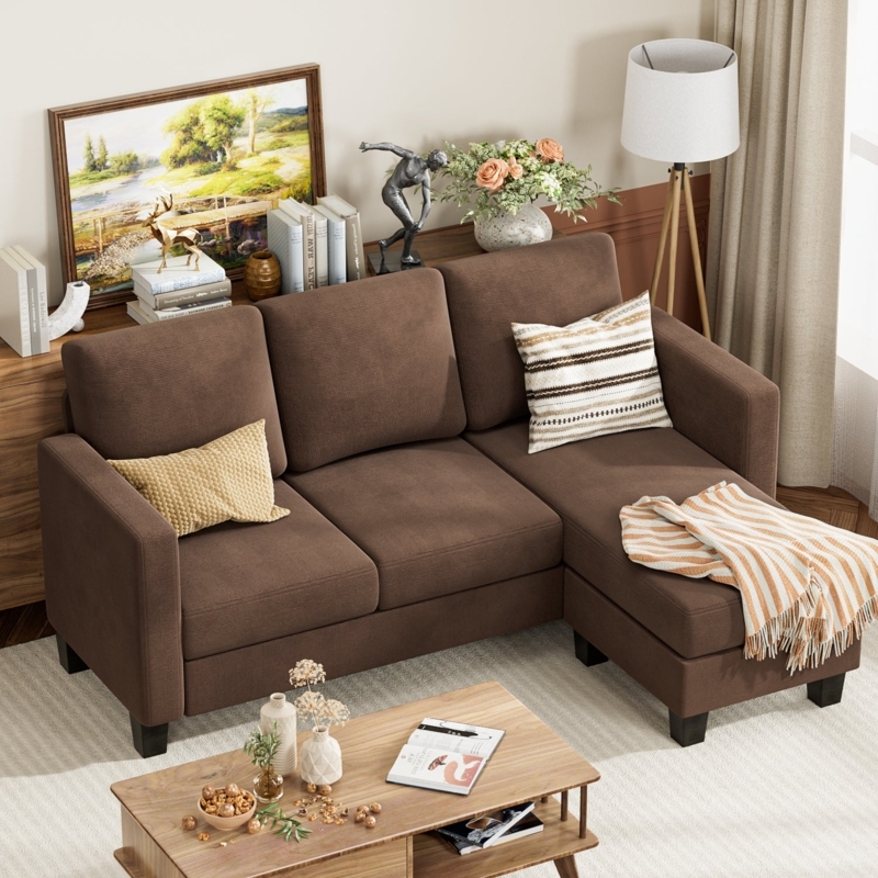 Sectional Sofa Cocoa Brown Fabric Modern Transitional Style