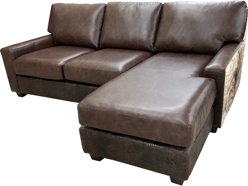 Sectional Sofa Distressed Brown Finish Embossed Base Texture