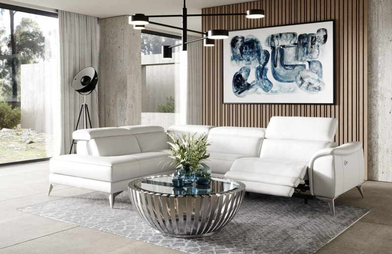 Sectional Sofa: Left-Facing Chaise, Power Recliner, Adjustable Headrests