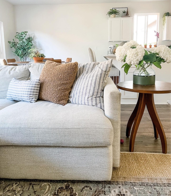 Sectional Sofa, Light Gray, Extra Wide Chaise, Curved Legs, Transitional