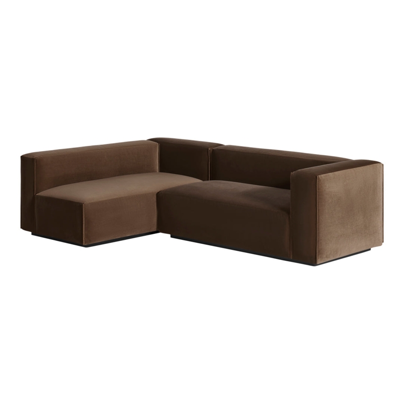 Sectional Sofa Low Profile Chocolate Brown Blocky Silhouette
