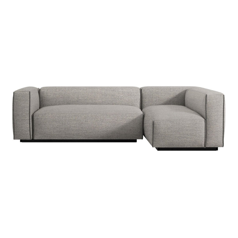 Sectional Sofa Modular Blocks Contrast Piping Recessed Base