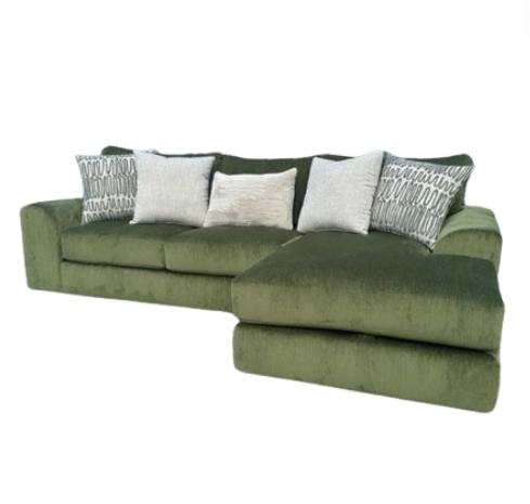 Sectional Sofa Olive Green Wide Track Arms Contemporary Style