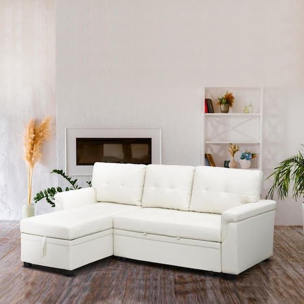 Sectional Sofa Sleeper with Pull-Out Trundle and Storage Chaise